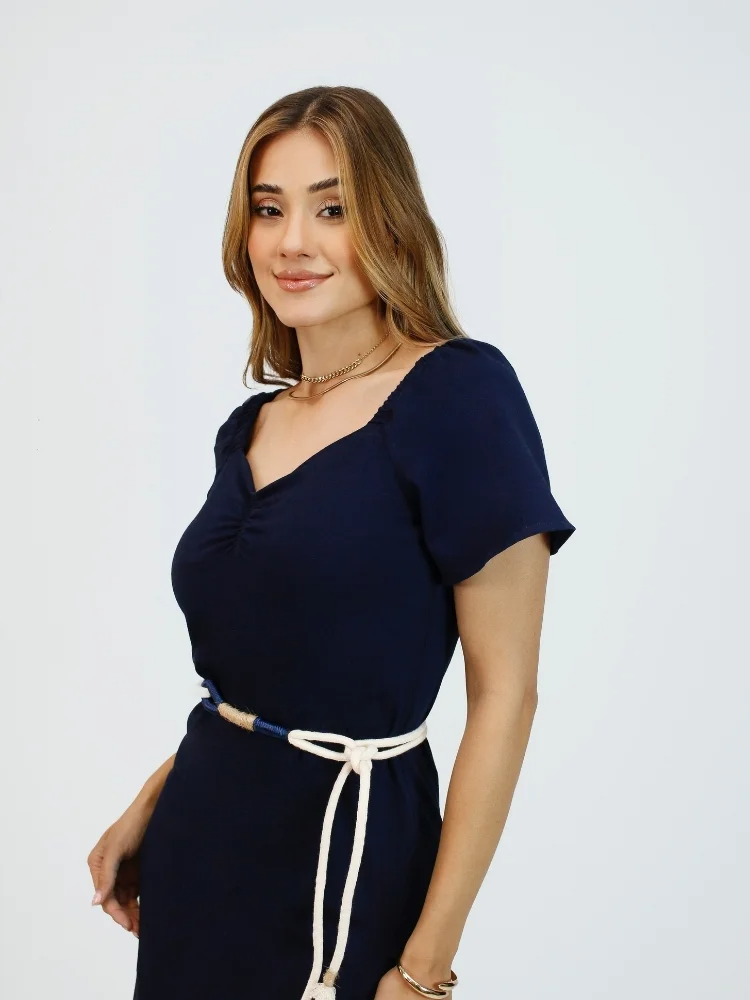 Vestido Lia elástico no ombro