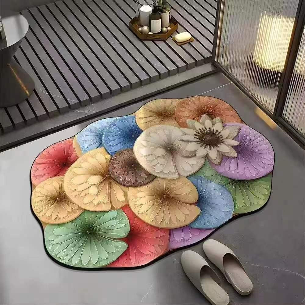 [Compre 1 Leve 2] Tapete Antiderrapante Floral 3D