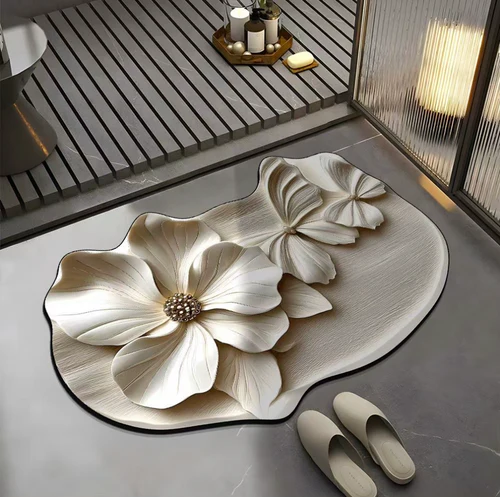 [Compre 1 Leve 2] Tapete Antiderrapante Floral 3D