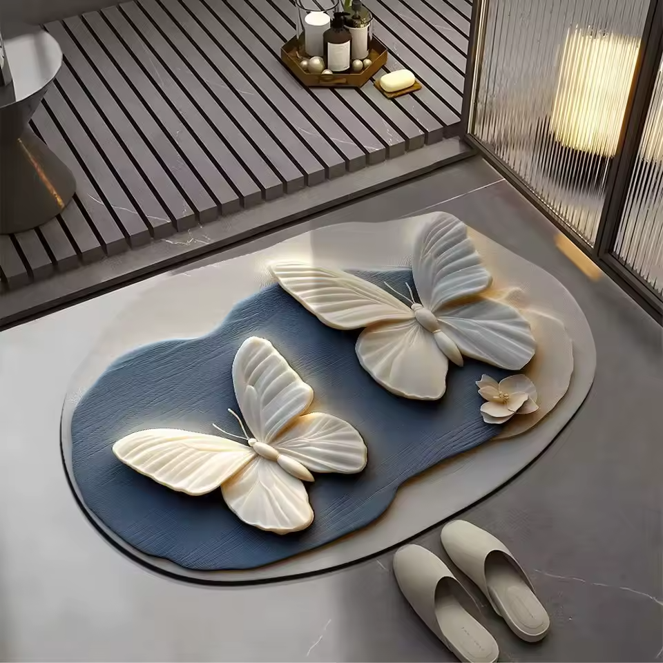 [Compre 1 Leve 2] Tapete Antiderrapante Floral 3D